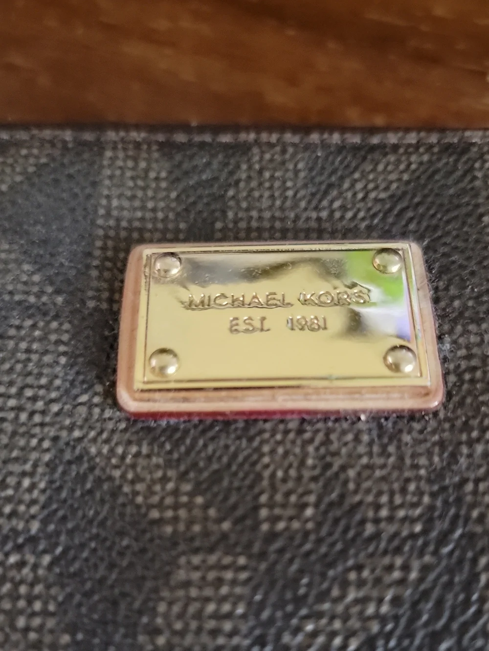Michael Kors Signature Wristlet Wallet in Brown with Pink Strap